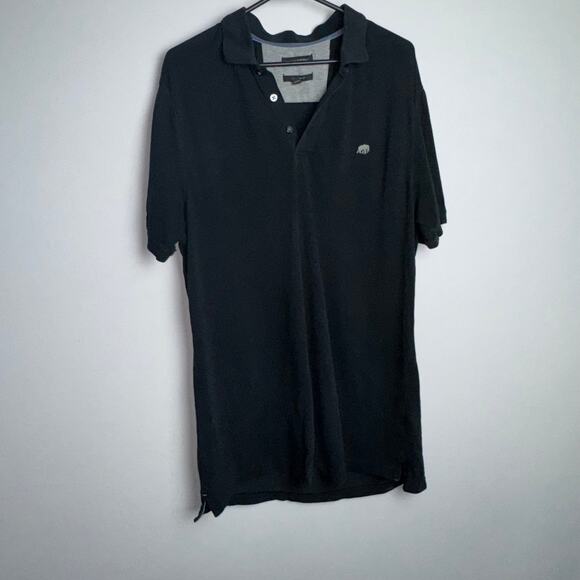 Banana Republic Elephant Logo Men's Polo Short Sleeve Shirt Size L Black Casual‎ - Picture 1 of 8